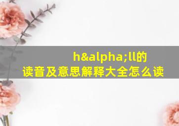 hαll的读音及意思解释大全怎么读