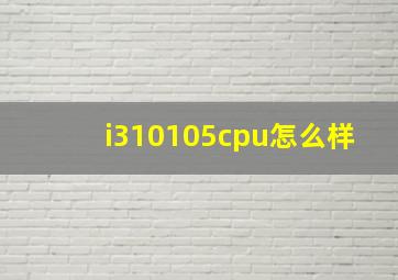 i310105cpu怎么样