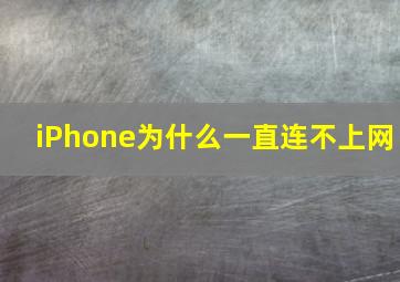 iPhone为什么一直连不上网