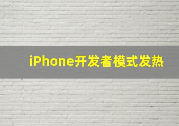 iPhone开发者模式发热