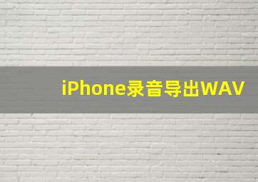 iPhone录音导出WAV