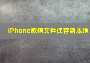 iPhone微信文件保存到本地