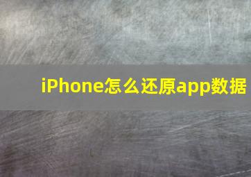 iPhone怎么还原app数据