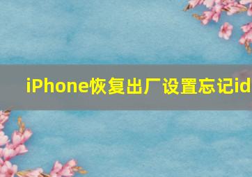 iPhone恢复出厂设置忘记id