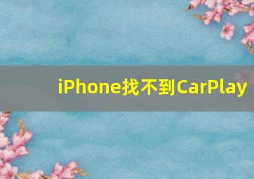 iPhone找不到CarPlay