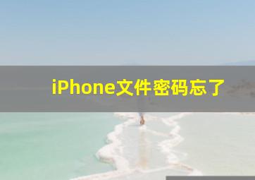 iPhone文件密码忘了