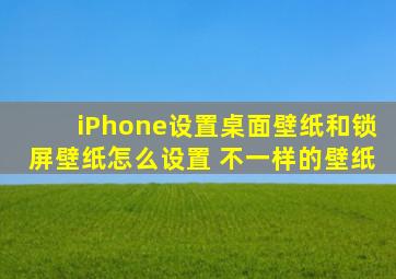 iPhone设置桌面壁纸和锁屏壁纸怎么设置 不一样的壁纸