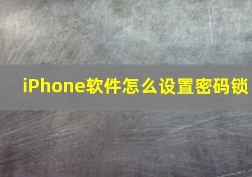 iPhone软件怎么设置密码锁