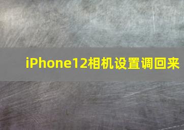 iPhone12相机设置调回来