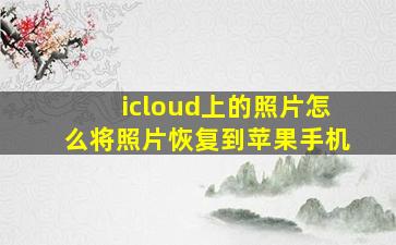 icloud上的照片怎么将照片恢复到苹果手机