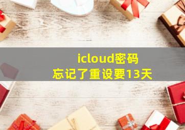 icloud密码忘记了重设要13天