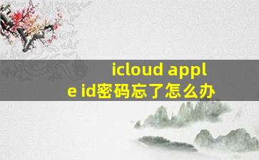 icloud apple id密码忘了怎么办