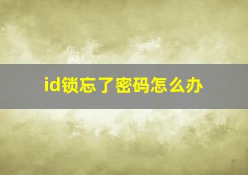 id锁忘了密码怎么办