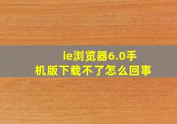 ie浏览器6.0手机版下载不了怎么回事