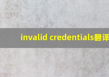 invalid credentials翻译