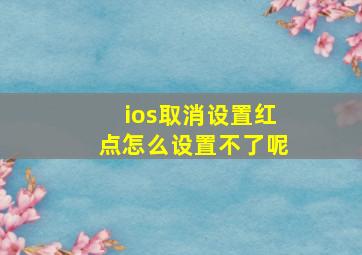 ios取消设置红点怎么设置不了呢