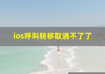 ios呼叫转移取消不了了