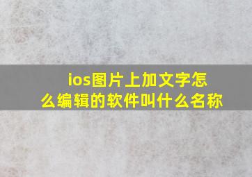 ios图片上加文字怎么编辑的软件叫什么名称