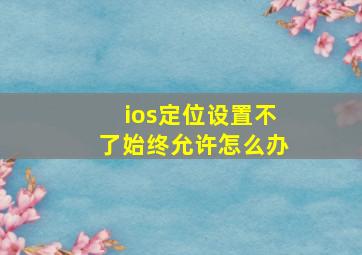 ios定位设置不了始终允许怎么办