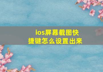 ios屏幕截图快捷键怎么设置出来