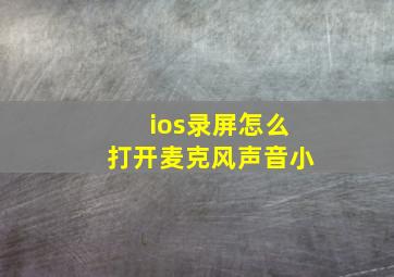 ios录屏怎么打开麦克风声音小