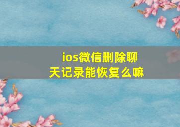 ios微信删除聊天记录能恢复么嘛