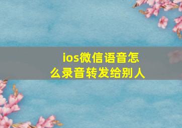 ios微信语音怎么录音转发给别人