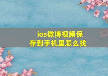 ios微博视频保存到手机里怎么找