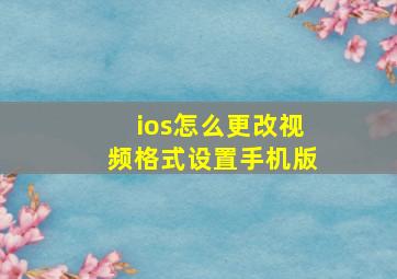 ios怎么更改视频格式设置手机版