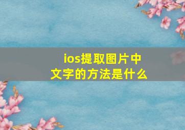 ios提取图片中文字的方法是什么