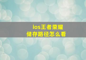 ios王者荣耀储存路径怎么看