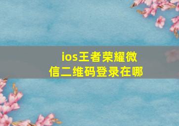 ios王者荣耀微信二维码登录在哪