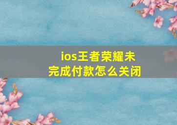 ios王者荣耀未完成付款怎么关闭