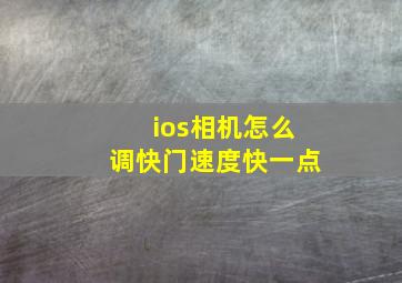 ios相机怎么调快门速度快一点