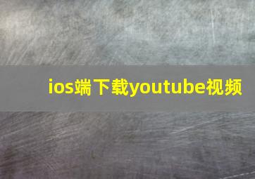 ios端下载youtube视频