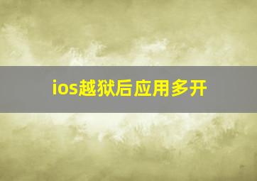 ios越狱后应用多开