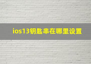 ios13钥匙串在哪里设置