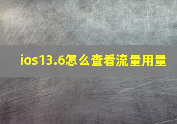 ios13.6怎么查看流量用量