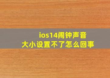 ios14闹钟声音大小设置不了怎么回事