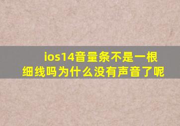 ios14音量条不是一根细线吗为什么没有声音了呢