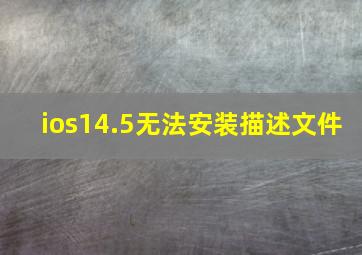 ios14.5无法安装描述文件