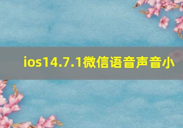 ios14.7.1微信语音声音小