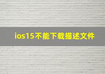 ios15不能下载描述文件