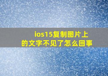 ios15复制图片上的文字不见了怎么回事