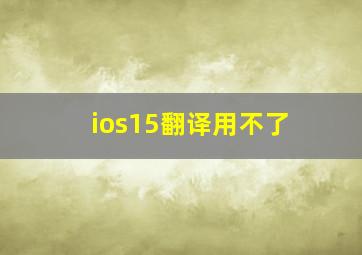 ios15翻译用不了