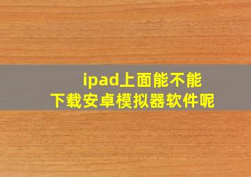 ipad上面能不能下载安卓模拟器软件呢