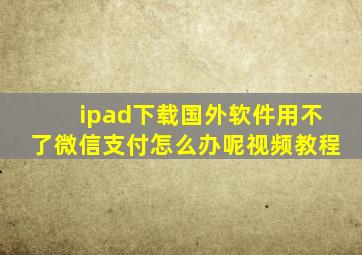 ipad下载国外软件用不了微信支付怎么办呢视频教程