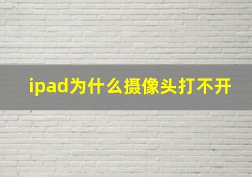 ipad为什么摄像头打不开