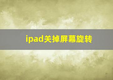 ipad关掉屏幕旋转