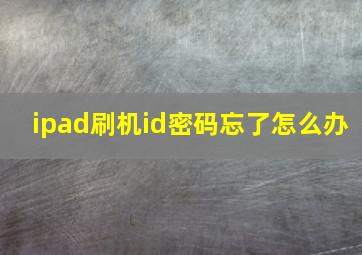 ipad刷机id密码忘了怎么办